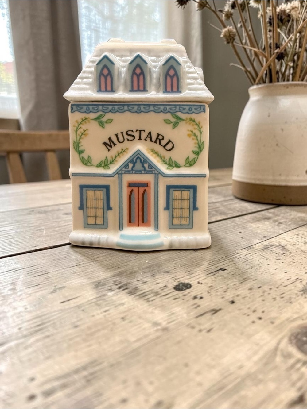 Lenox Cream Ceramic Spice Village Jar with Gold Lettering